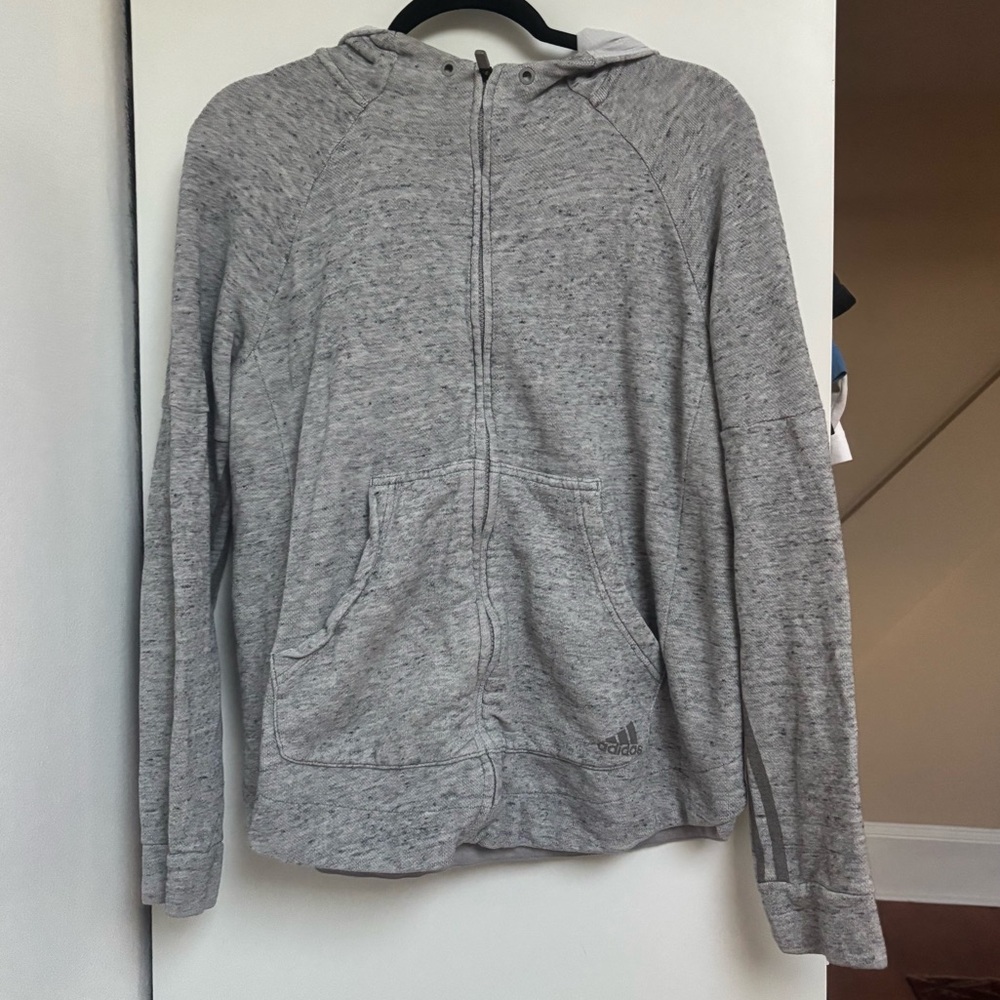 Adidas Gray Zip Up Sweater with Relaxed Fit